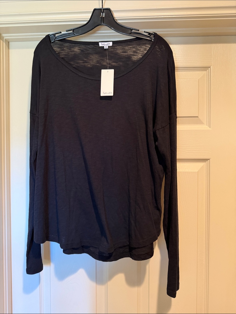 Splendid Black Long Sleeve Scoop Neck Tee
